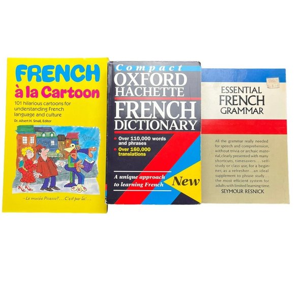 French Book Lot- Oxford Dictionary, Essential Grammar, Cartoons Language Culture - Picture 1 of 15